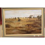 Ray Crooke 1922-2015 Australian: Oil on Canvas "Australian Outback Farm Study", signed lower