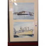 Ossie Jones: Watercolours maritime studies, signed lower left on one and lower right on the other.