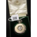 Watches: Hallmarked silver gentleman's half hunter, white enamel face, case signed, examined by J