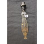 Edged Weapons: African ceremonial knife of copper with a treen handle, feather shaped blade, punched