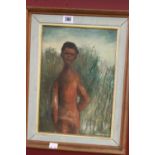 William Drew 1928-84 Australian: Oil on board "Aboriginal Boy", signed lower right. Framed 9½ins.