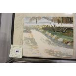 Ellis Family Archive: Clifford Ellis watercolour and gouache of a rural scene signed and dated