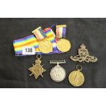 Military Medals: Trio WWI to 40426 Gnr. H. Newell Royal Garrison Artillery plus 2 x 1910-1935