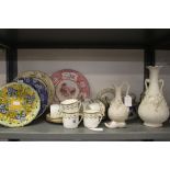 19th & 20th cent. Ceramics: Villeroy and Boch, pansy plate, Spode blue plate decorated with