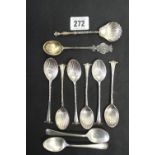 Hallmarked Silver: Shell decorated coffee spoons (6) boxed, London Hutton and Co. plus 3 other