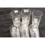 20th cent. WWII commemorative glassware: Lemonade glasses, bearing the etched portraits of General