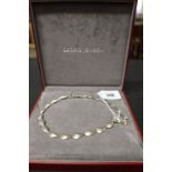 Studio Jewellery: Georg Jensen tear drop necklace marked 925, boxed.