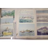 Ossie Jones 2006: Watercolours of shipping studies, unframed & signed. 10ins. x 8½ins. (7).
