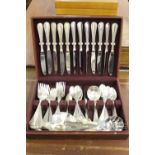 20th cent Hardwood canteen of Towle silver plated cutlery.