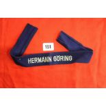 Third Reich/Captain John Hodge Archive: Hermann Goring Division Cuff Title in soft blue wool with