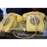 20th cent. Post Office telephones, cream one converted to B.T. the other with a Jack plug. (2)