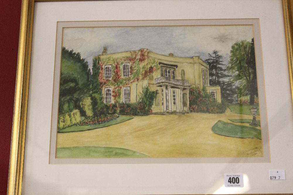 Devizes Interest: J. Maddocks 1960 watercolour "Old Park House", signed lower right. 14ins. x