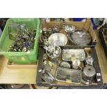 Plateware: Ice bucket, flatware tureens, teapots, tankards plus candelabra, decanter holders,