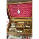 19th cent. Tortoiseshell sewing box, the lid opens to reveal eight sections, each with its own