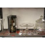 Late 19th cent. early 20th cent. Glassware: Garniture of 3 trumpet vases on circular base 12ins. and