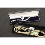 Costume Jewellery: Tennis bracelet set with crystal stones clasp white metal marked 975, 2 strand