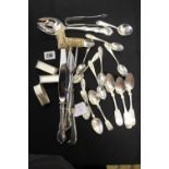 W M Arnold Sterling Silver 925 standard coffee spoons x 8, Gorham Sterling 925 sugar nips, spoons