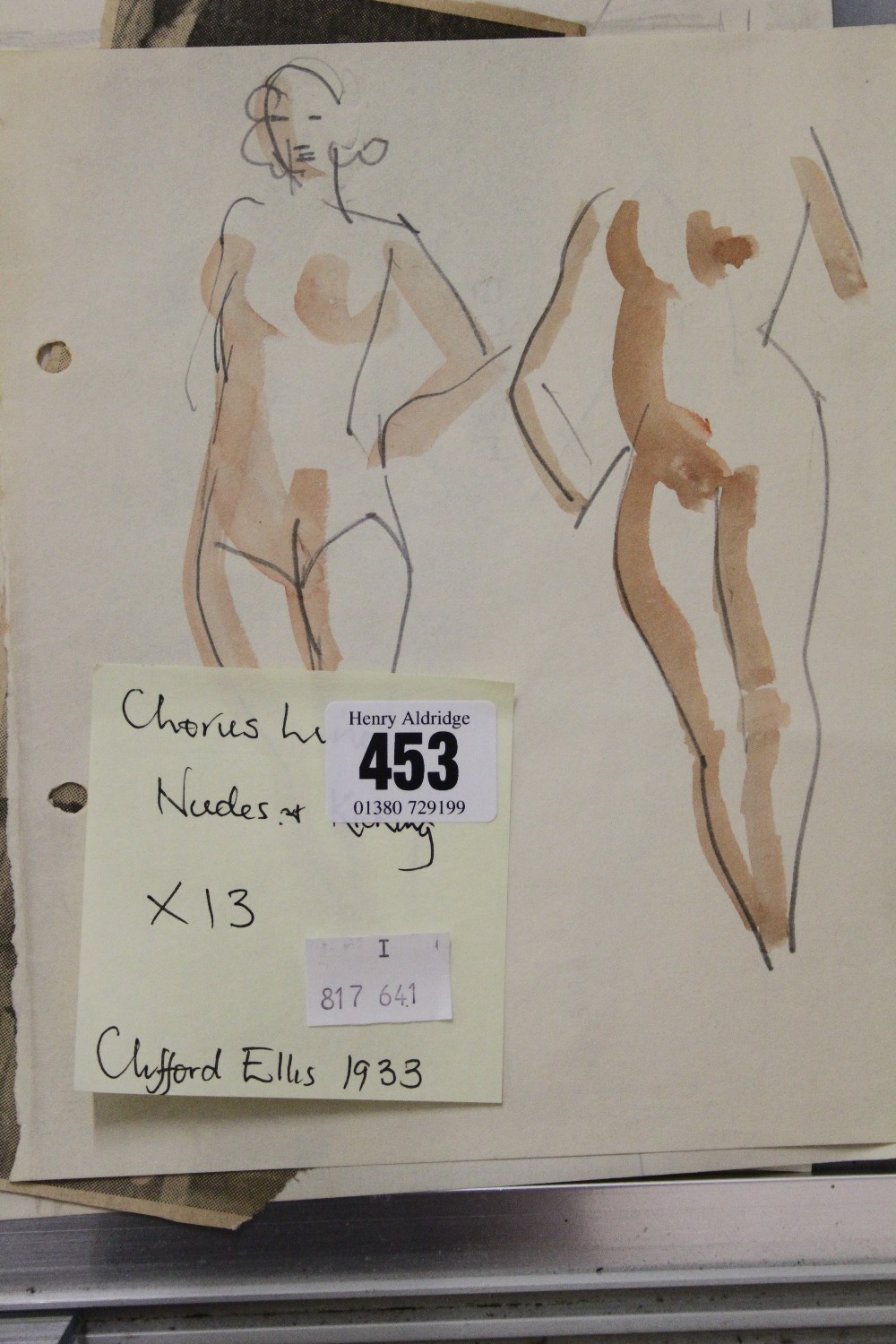 Ellis Family Archive: Clifford Ellis watercolour and pencil studies of nudes/dancers x 13 circa 1933