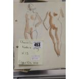 Ellis Family Archive: Clifford Ellis watercolour and pencil studies of nudes/dancers x 13 circa 1933