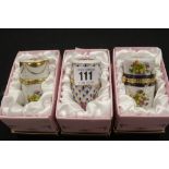 The Leonardo Collection: Porcelain collectable trinket pots, boxed. (3).