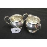 American Sterling Silver cream jug and sugar bowl. 5½oz. (2).
