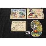 1930 Mickey Mouse Chums Membership Card no. 174592 plus 2 pop up Christmas Cards and a cut out card,