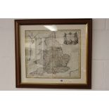 Maps: Robert Morden map of England, hand coloured County boarders. Framed and glazed 17ins. x 14¾