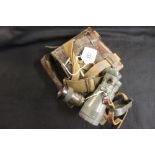 Militaria: WWI German field binoculars, Goerz Berlin, the left lens has a bullet embedded in the