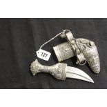 19th cent. Islamic silver youths mounted Jambia heavily decorated.