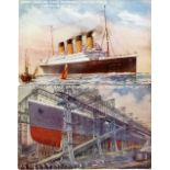 H.M.H.S./R.M.S.BRITANNIC: 1917, (reprint from archives Yorkshire Post) illustrated cutaway on news