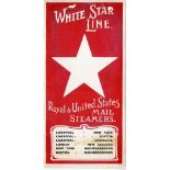 WHITE STAR LINE: Royal & United States Mail Steamers 1907 soft cover brochure, covering all three