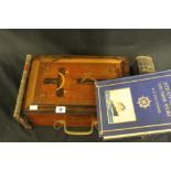 MARITIME: 19th Century hardwood folk-art, document box with exotic wood inlaid decoration with an