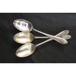 WHITE STAR LINE: A trio of Elkington plate serving spoons. 9ins.