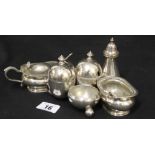 CUNARD: Silver plated condiments & flatware. (7)