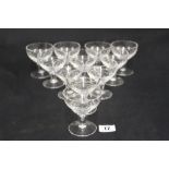 QUEEN MARY: Set of eleven acid etched crystal petit cocktail glasses by repute Ex. Queen Mary.