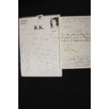 Crime and Punishment/Kray Memorabilia: Two original letters from Reg Kray to Peter Gerrard, Lenny '