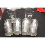 20th cent. WWII commemorative glassware: Lemonade glasses, bearing the etched portraits of General