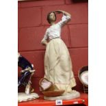 Lladro Figurine Fisherman's Wife "Waiting at the Beach" glazed bisque white blouse fawn skirt