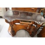 19th cent. Mahogany marble topped Duchess washstand.