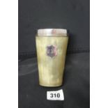 Hallmarked Silver: Silver rimmed horn beaker London marks 1879 W.N.