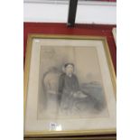 Alexander Blackly 1837: Charcoal and watercolour of a lady sitting on a chair reading, signed &