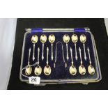 Hallmarked Silver: Sheffield hallmarked set of 12 Apostle spoons and sugar tongs 6oz. approx.