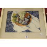 Brenda Chamberlain 1912-1971: Watercolour still life "Garlic & Grapes", signed & dated lower
