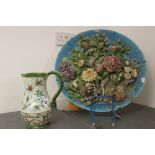19th cent. French Faience changer decorated floral bouquet signed to base L. Magmat Menton Pottery