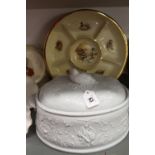 20th cent. Ceramics: Crown Devon crudite dish, transfer print of wild fowl decoration plus a