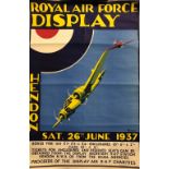 Royal Air Force: Lithograph in colours by Tempet "Royal Air Force Display Hendon June 1937"