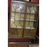 19th cent. Mahogany display cabinet, glazed doors with moulding on elegant cabriole supports. 48ins.