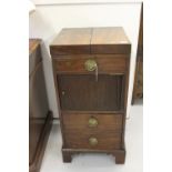 19th cent. Mahogany front bedside cabinet ½ and ½ lift up lid with false drawer front and 2 drawer