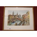 Lucinda L. Mackay 1970: Ink & watercolour "The Bridge Near San Basilio", signed lower right.