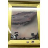 Linda Anne: Watercolour "Vision in Grey - Pink Landscape", framed and glazed 11½ins. x 15ins.